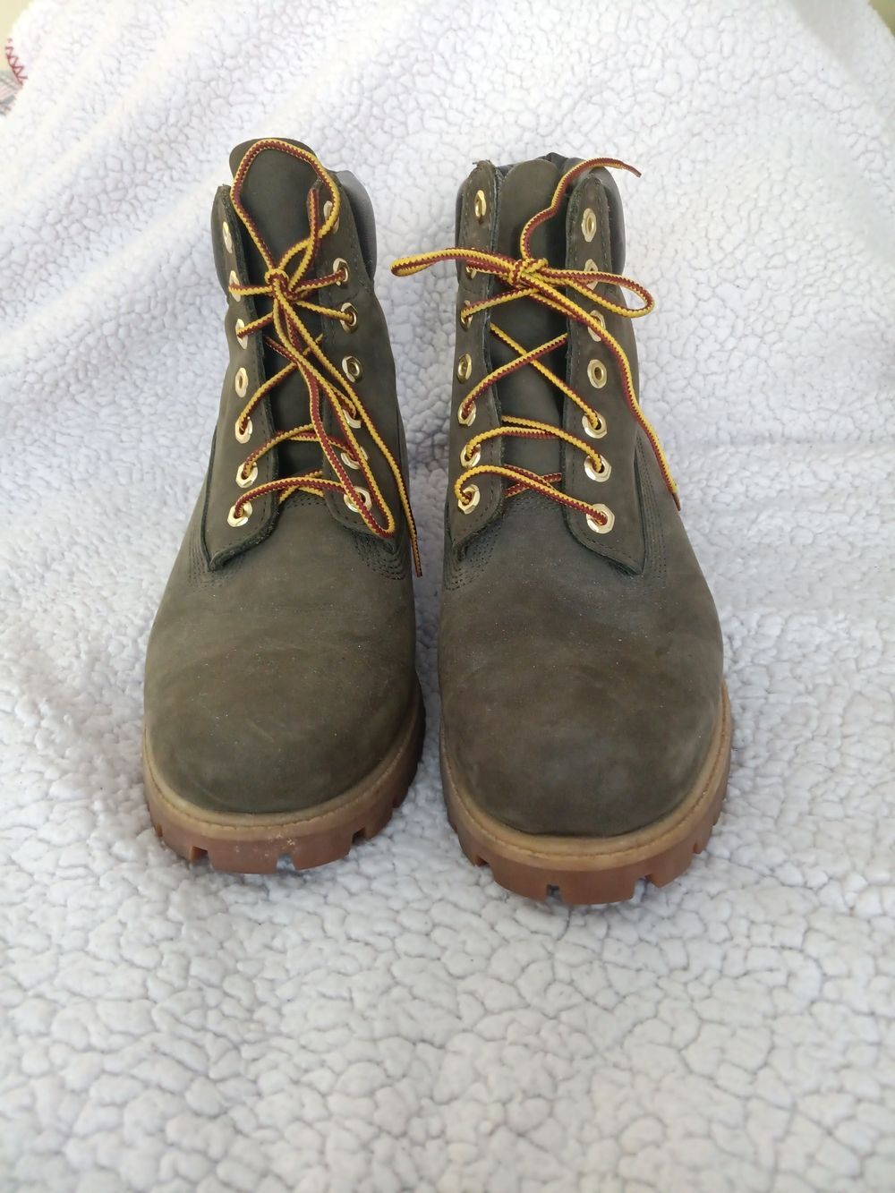 Timberland 6-Inch Premium Waterproof Leather Boots Olive Green Mens 9.5 M A14A6